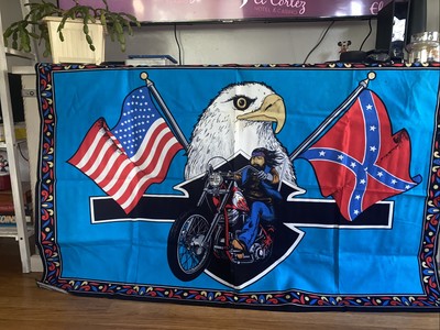 Vintage Tapestry Wall Art Motorcycle Usa Flag Harley Davidson