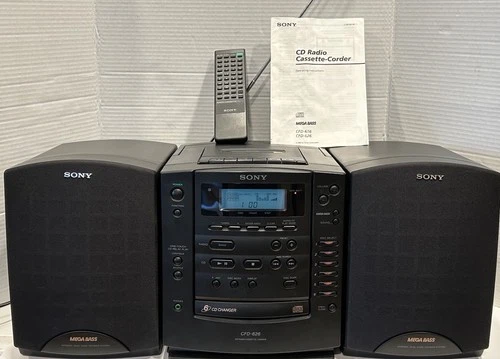 Sony CFD-626 6 CD Changer/Tape Vtg Blaster Bookshelf Boombox W/ Remote + Manual