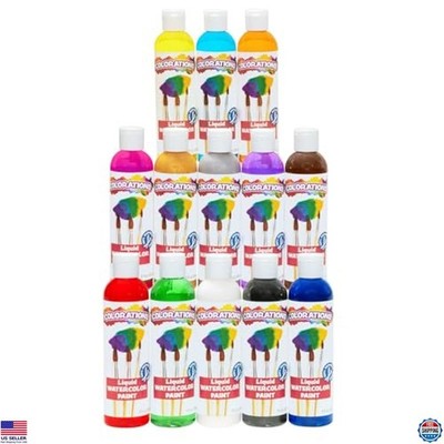Vibrant Colorations Classic Colors Liquid Watercolor Paint Set - 13 Non-Toxic