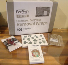 500PCS ForPro Embossed Get Polish Removal Wraps 4" x 2.9" & Bonus Items NEW