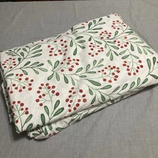 Garnet Hill Organic Cotton Christmas Duvet Cover King Cal.King Red Green Holly