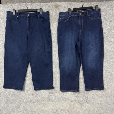 Gloria Vanderbilt Capri Jeans Womens 12 34x20 Blue Amanda Slimming Stretch Lot 2