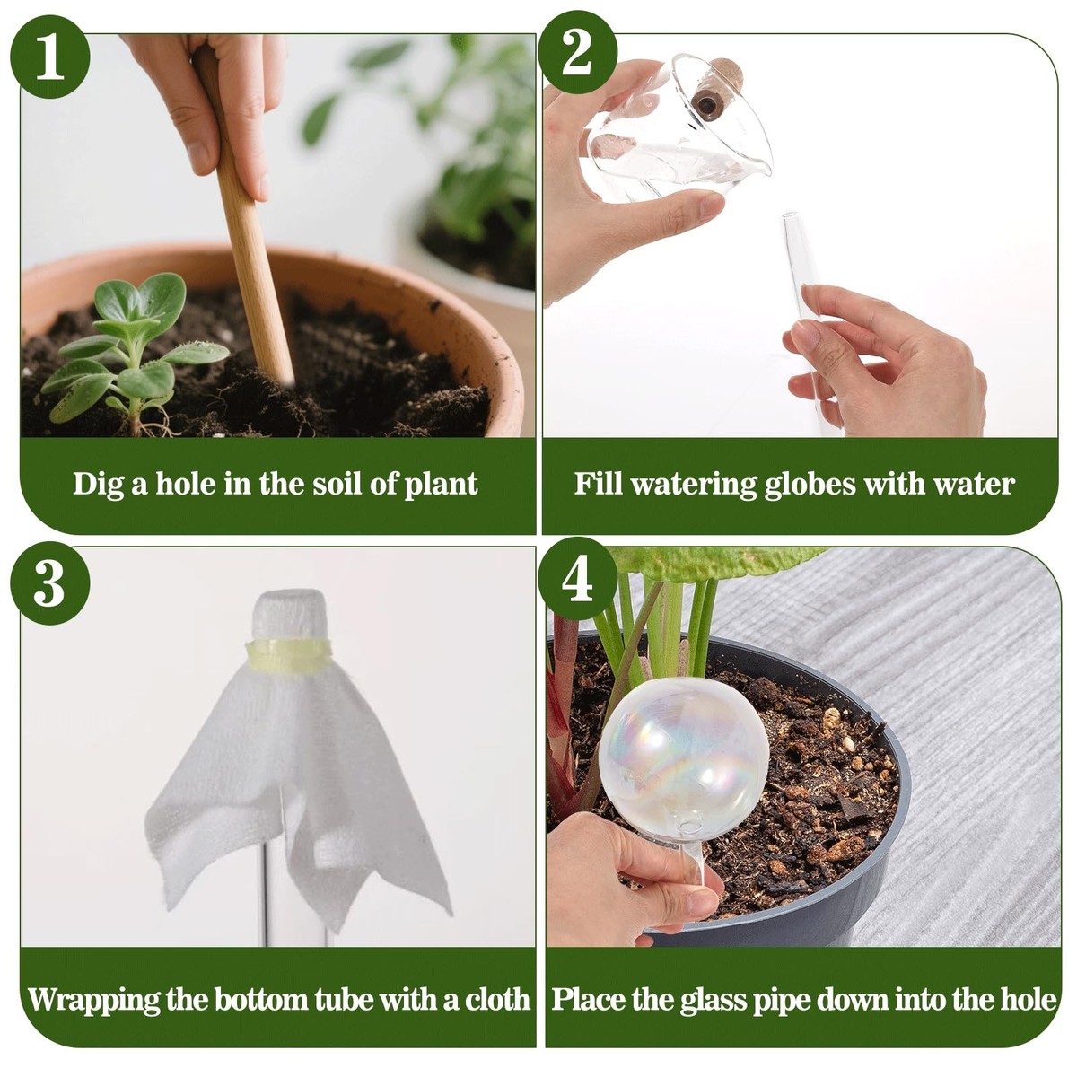 6PCS Iridescent Glass Plant Watering Globes, Self Watering Planter Insert  Spi... | eBay