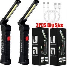 2Pcs Work Light Rechargeable LED Magnetic COB Inspection Torch Type-C Cordless