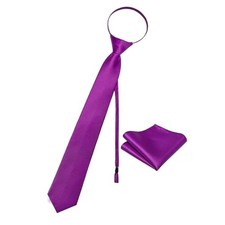 3.15'' Zipper Tie Set Adjustable Pre-tied Neck Ties Solid Mens Tie and Purple