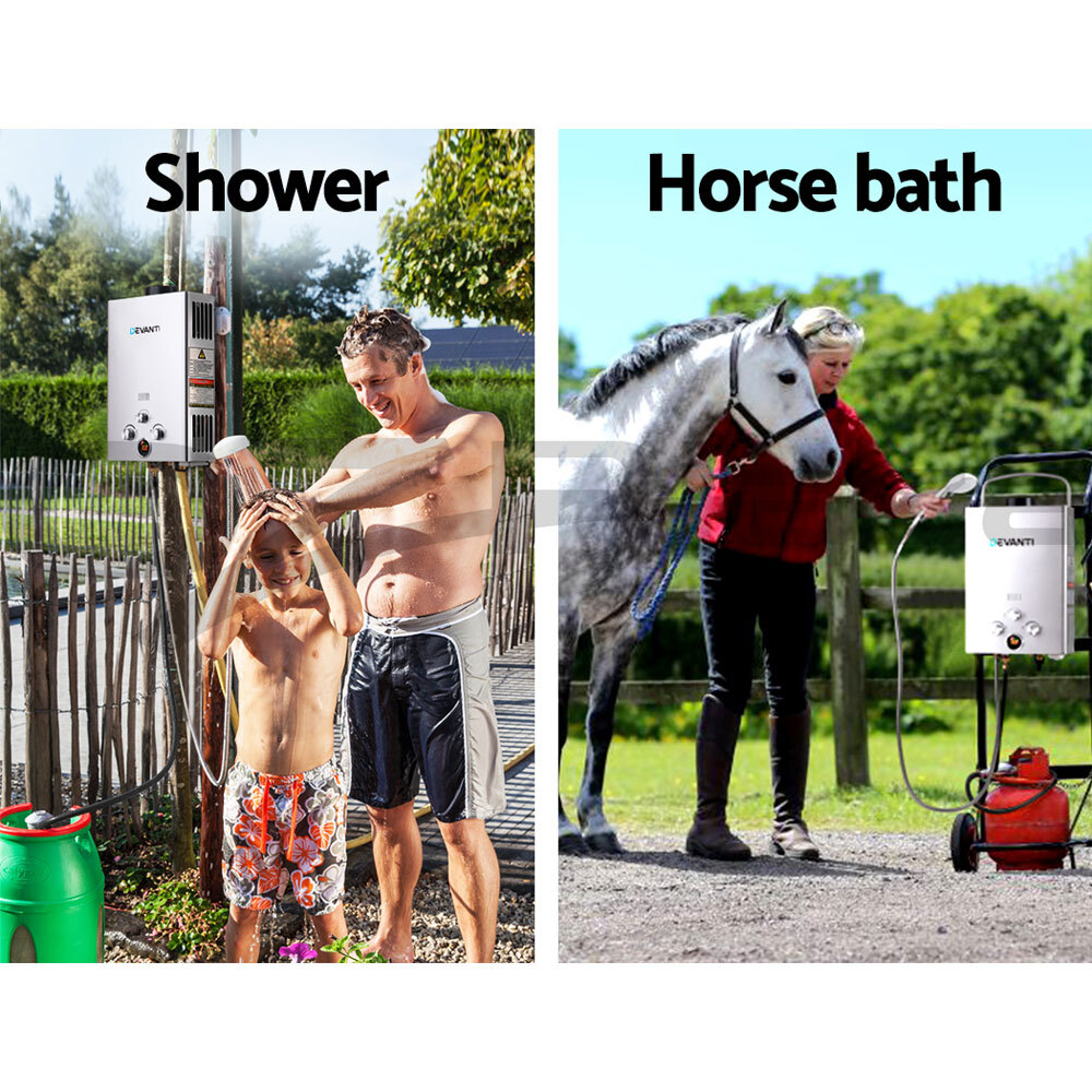 Devanti Gas Hot Water Heater Portable Shower Pump Camping LPG Caravan  Outdoor | eBay