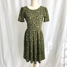 Lularoe Green Patterned Textured Simply Comfortable Short Sleeve Dress Small