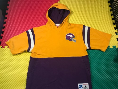 Minnesota Vikings Mitchell & Ness Throwbacks Short Sleeve Hoodie Adult Size L - Picture 11 of 13