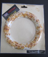 vintage Westrim Macrame Ceramic Ring Speckled Orange Tan White 6" NOS
