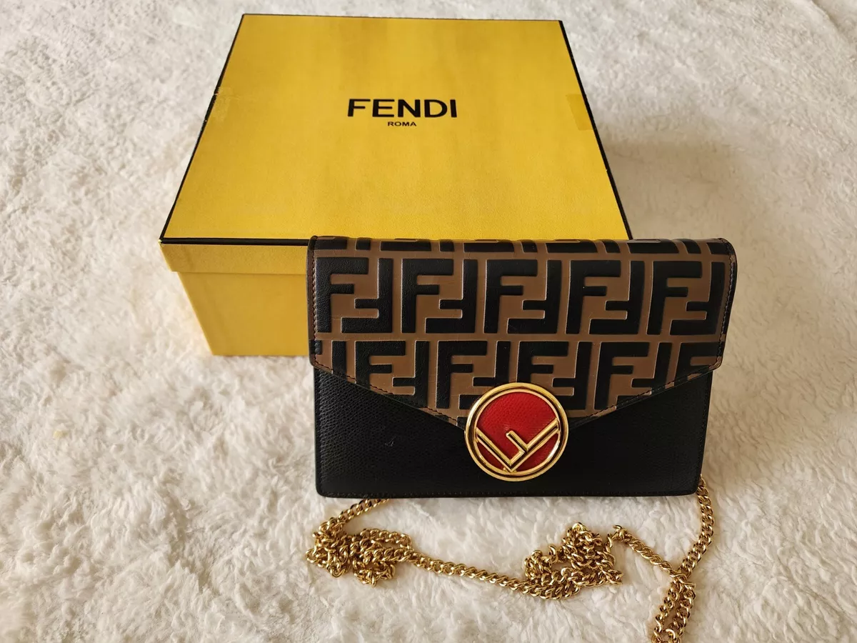 FENDI Wallet on Chain Black Leather Mini Bag