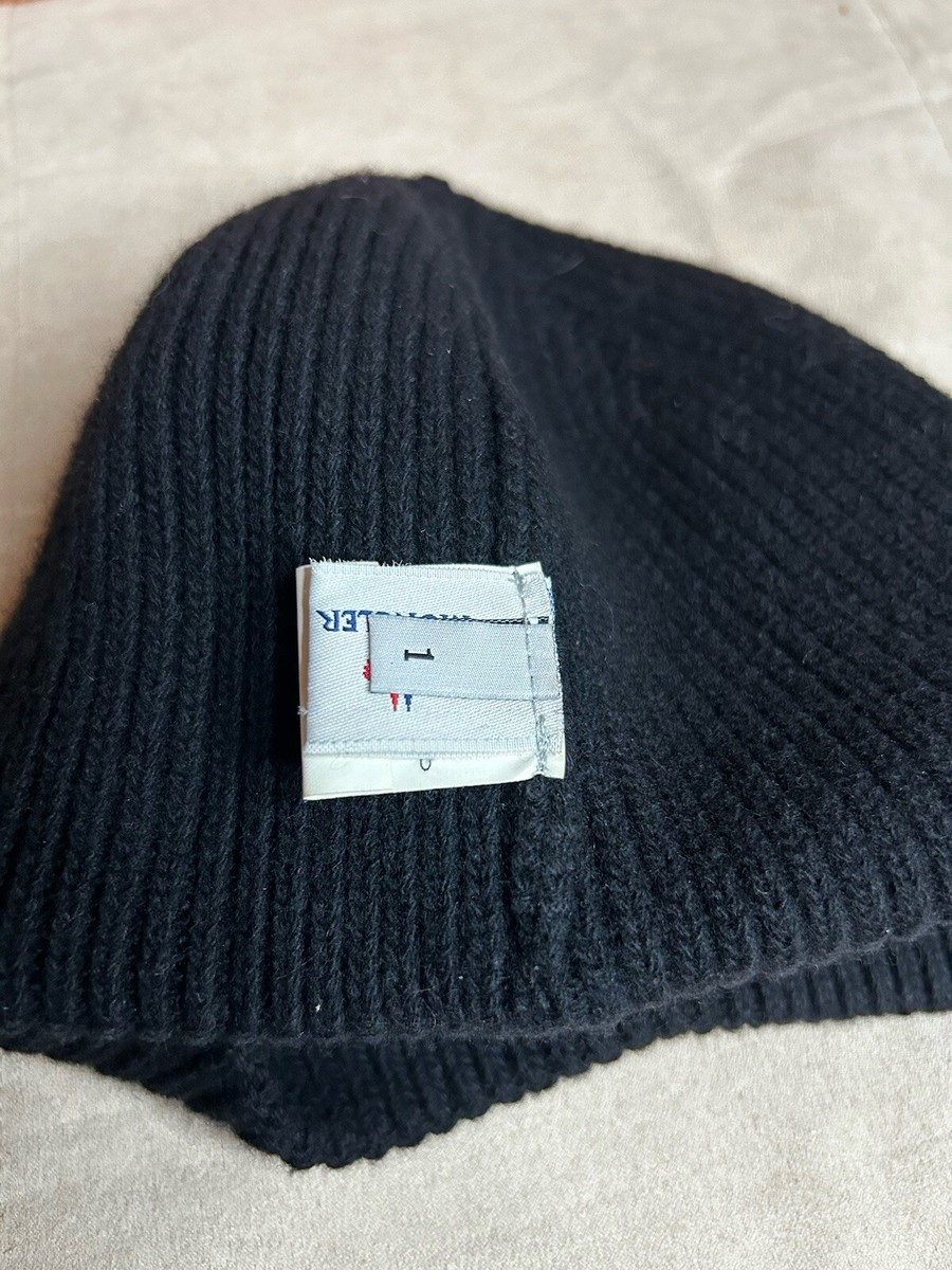 Moncler Gamme Bleu Logo Beanie Hat Knit Cap Wool Black Size Moncler Gamme Bleu Logo Beanie Hat Knit Cap Wool Black Size