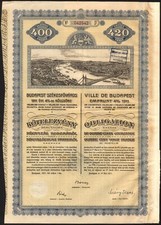 Hungary, City of Budapest Loan, 1911, bond for 400 korona, with coupons
