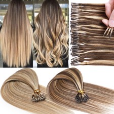 THICK Nano Ring Tip Real Human Hair Extensions Loop Micro Beads Balayage 200g US