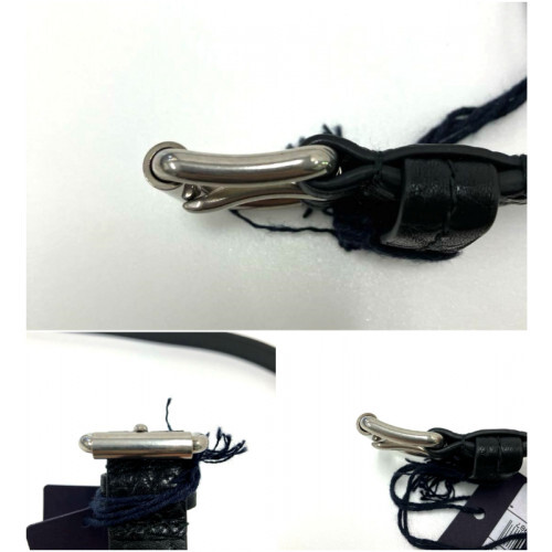 PRADA 2CS106 Black Embossed Leather Belt with Tag for Men's [EX