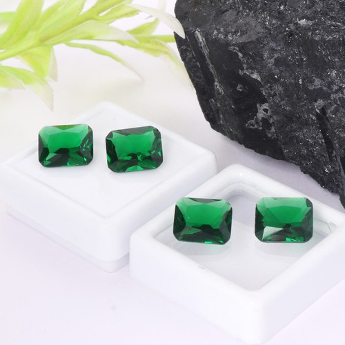 Lote de 4 piezas de piedras preciosas sueltas de amatista verde facetada corte esmeralda de 9,3 quilates/7 mm - Imagen 3 de 7