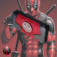 Dead-Pool Metal Badge Zip Around Hand Purse Clutch Wallet