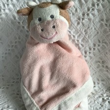 Cow Lovey Security Blanket Dusty Pink Plush 12  