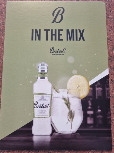 2 BRAND NEW BRITVIC TONIC WATER & ELDERFLOWER TONIC WATER STRUT CARDS - Picture 3 of 4