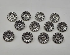 12 pcs Ornate Shield Antique Silver Plastic Craft Sewing Shank Buttons 15mm