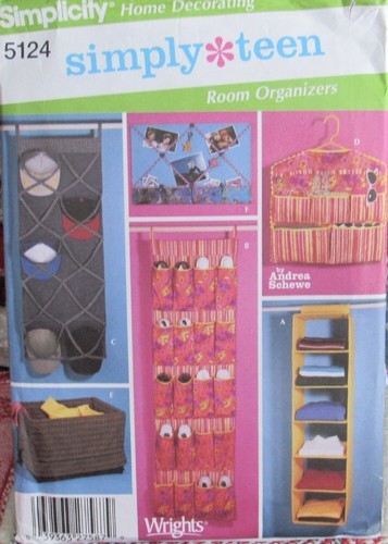 Simplicity 5124 Simply Teen Room Organizers Shoe Bag Closet Hamper Pattern UC