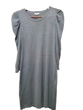 Calvin Klein Gray Puff Sleeve Sweater Dress Size Medium Long Sleeve Below Knee