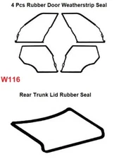 Mercedes Benz W116  - Door + Trunk Rubber Weatherstrip Seal Set 5 Pieces