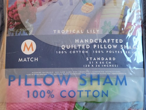 Match Tropical Lily Standard gesteppter Kissenbezug - 20" x 26" 100 % Baumwolle neu in Verpackung - Bild 2 von 4