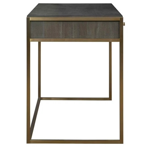 Uttermost Taja Modern Wood and Stainless Steel Writing Desk in Brass/Woodtone - Picture 3 of 7