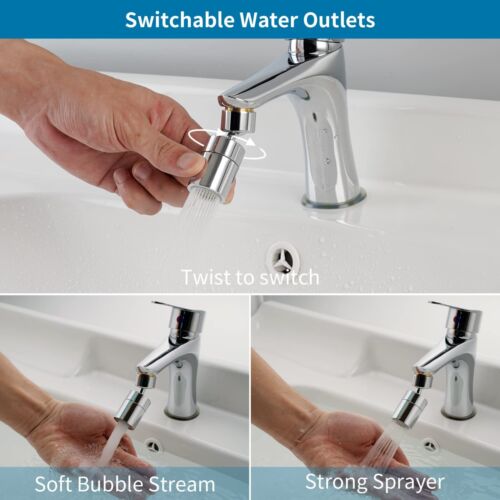 Swivel Faucet Aerator,360° Big Angle Rotate Kitchen Sink Faucet Attachment - Picture 33 of 46