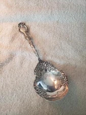 REGENT DURGIN/Gorham sterling silver BERRY SERVING SPOON Pierced Work Mono 9 5/8