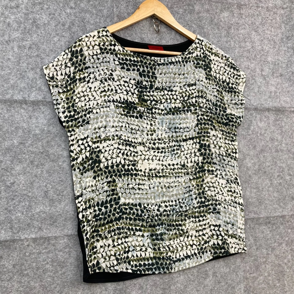 Hugo Boss Top Mujer XS Extra Pequeño Suelto Manga Corta Cuello Barco Negocios 37908 Foto 2 de 4