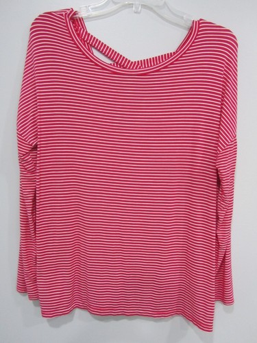 ZENANA OUTFITTERS Top shirt blouse L 12 Bust 40 Length 27 Pink/White Stripes