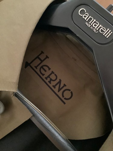 1417$ HERNO CAPPOTTO MACKINTOSH VERDE FATTO A MANO cuciture nastrate L - Foto 3 di 14