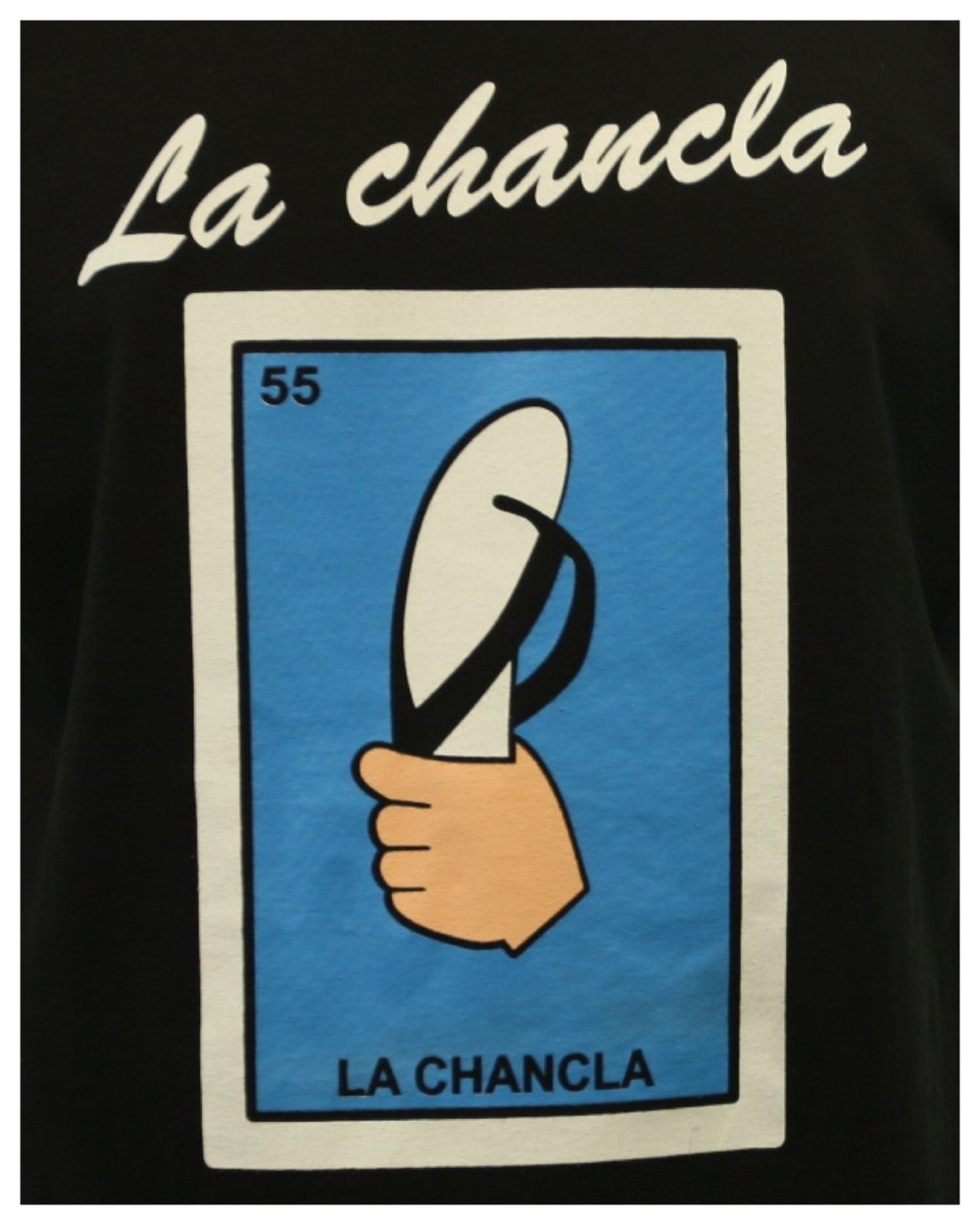 Fun Graphic T-Shirt LA CHANCLA La Loteria Borracho Mexican Printed
