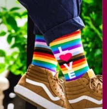 LOVE Pride Socks LGBTQIA Rainbow Multi-Color Limited edition Med/Lg