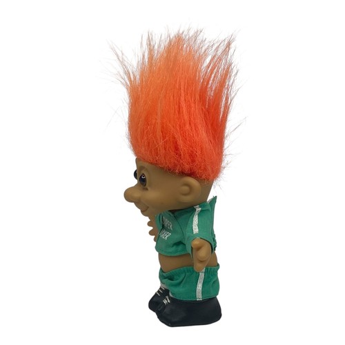 Vintage Russ 5" Fußballspieler grüne Uniform Super Kicker MVP Troll Puppe - Bild 2 von 5