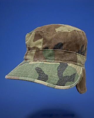 Military Combat Hat Ear Warmer Winter Green Camo Baseball Cap