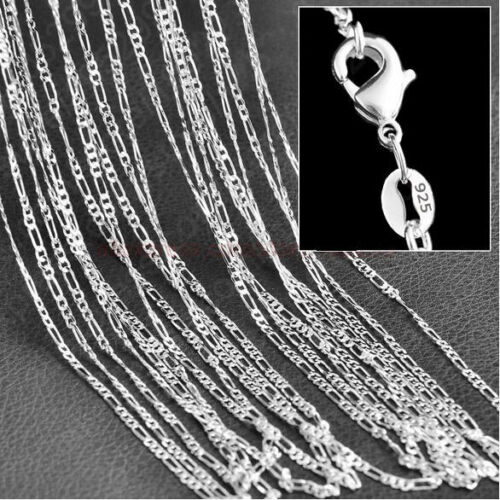 Vente en gros lots vente à chaud10 pièces 2 mm plaqué argent 925 collier chaîne Figaro 16"-24" - Photo 1 sur 4