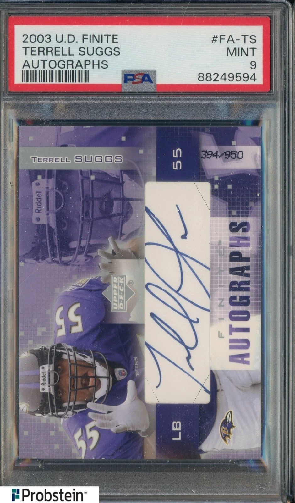 Terrell Suggs Upper Deck Finite Autographs #FATS Base