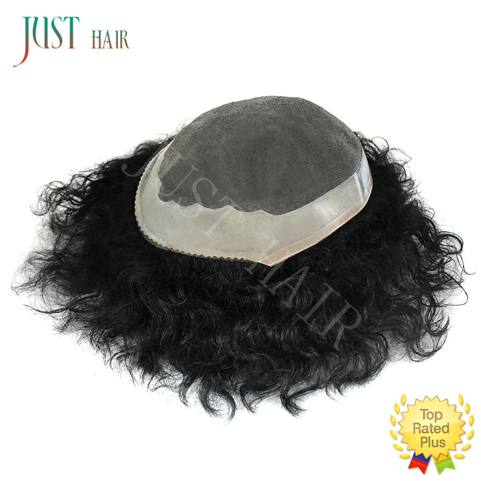 Pieza de pelo afro rizada para hombre toupee fino mono encaje rizado cabello humano sistema de PU Foto 3 de 4