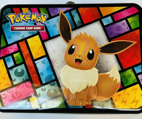 Pokemon Eevee lunchbox tin 8” X 6” X 3.5” Trading Card Game 2021 empty box - Picture 2 of 5