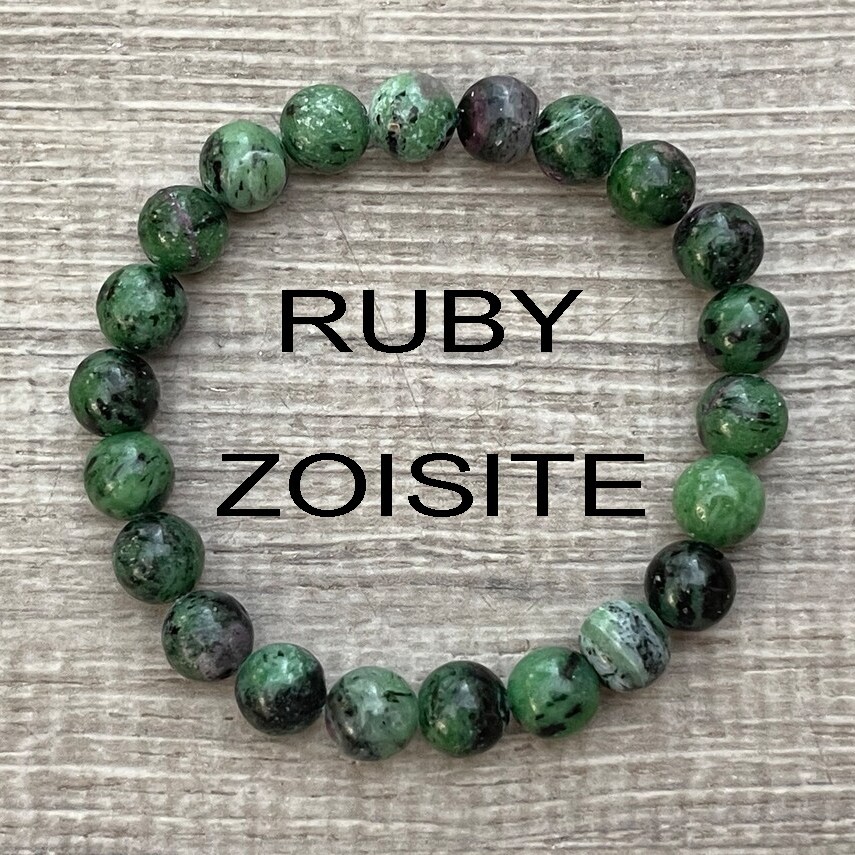 Bracciale con rubino zoisite e perline - bracciale pietre dure - G