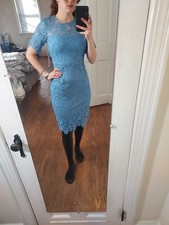 Eliza J Blue Short Sleeve Lace Sheath Dress Size US 6 WOMENS New