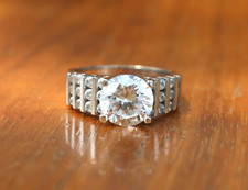Vintage 14k Elegant White Gold Brilliant White CZ Fancy Engagement Ring 7g Sz8