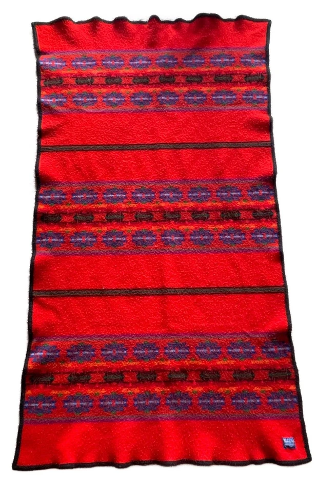 Pendleton Beaver State wool throw blanket red blue southwest Vintage 38 x 68 - Image 2 of 4