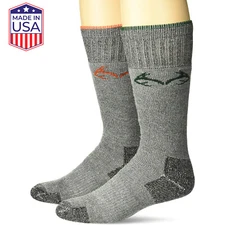 RealTree Mens Elimishield Odor Control Wool Wicking Boot Crew Socks Made in USA