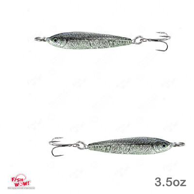 2pcs Fish WOW!  3.5oz Fishing Mega Live Bait luna Jig black anchovy Treble Hook
