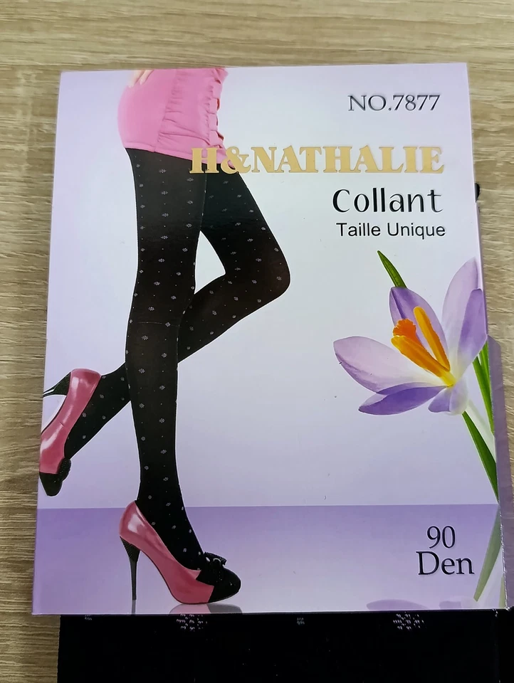 H & Nathalie blickdichte Strumpfhose 90 Den Thermo schwarz Einheitsgröße Muster - Bild 2 von 4