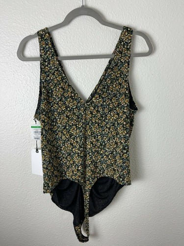 Leith Floral Ruched Sleeveless One-Piece Bodysuit Tank Top Blouse Plus Size 2X - Bild 6 von 7