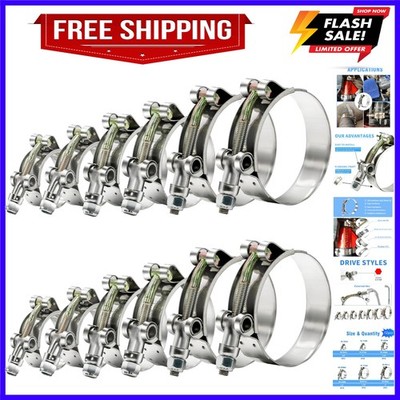 12pcs Hose Clamp Set, T-bolt Radiator Heavy Duty Hose Clamps 6 Size 3/4'' 1'' 1...